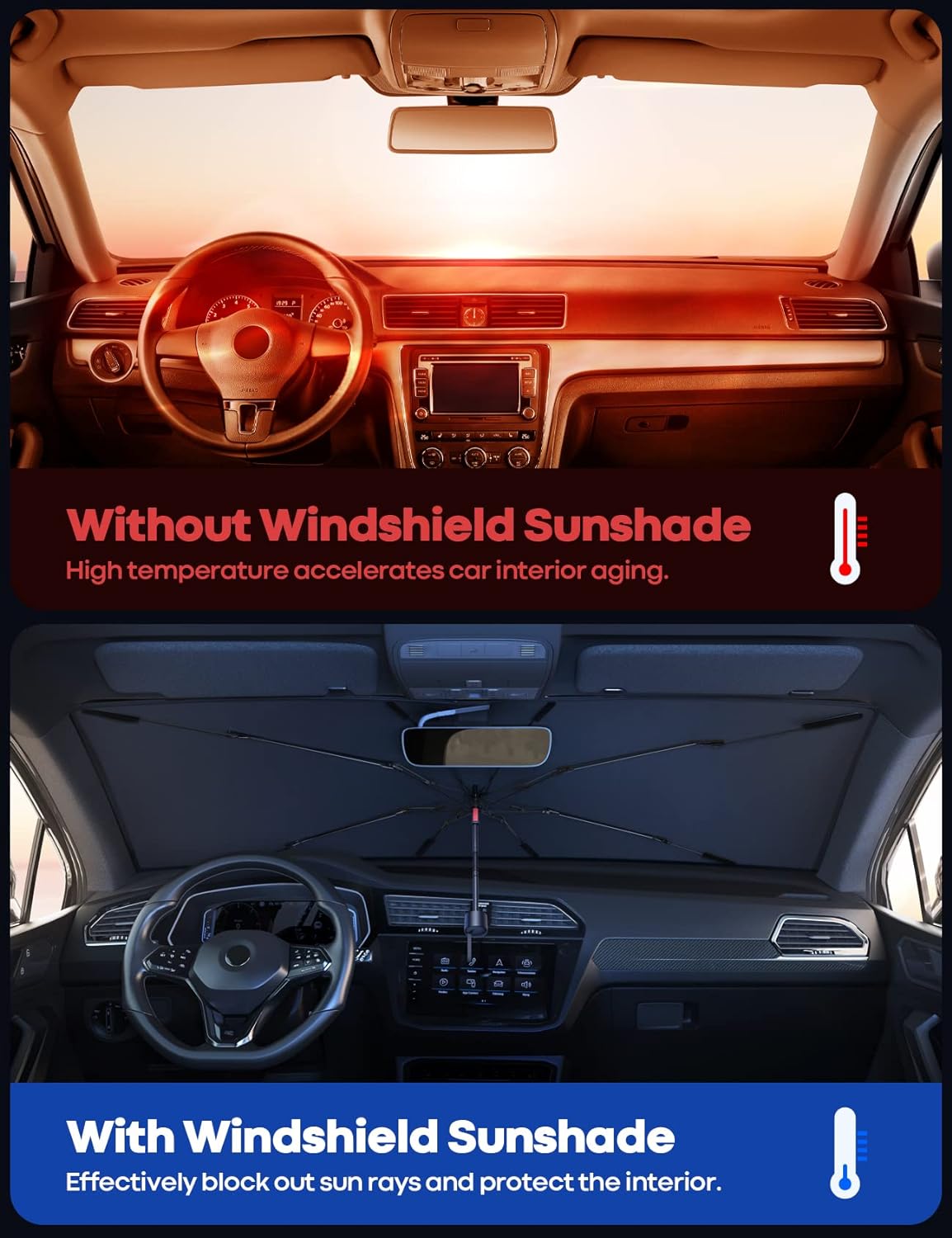 Car Dashboard Sunshade Umbrella for Front Window