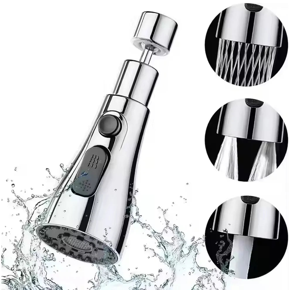 Kitchen Faucet Extender, Chrome Plated, 3-Mode Spray Head, Flexible Extension