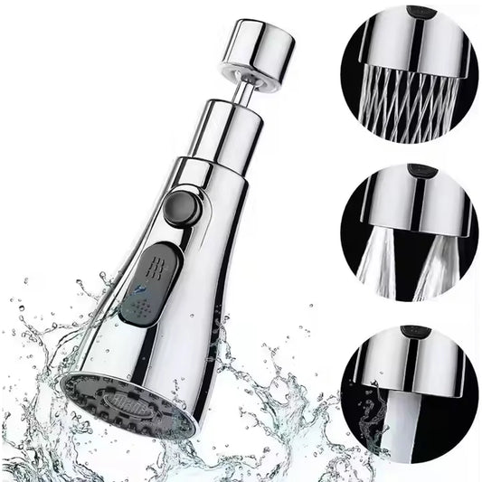 Kitchen Faucet Extender, Chrome Plated, 3-Mode Spray Head, Flexible Extension