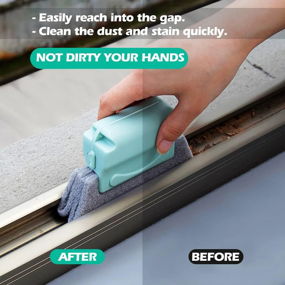 2 in 1 Multifunctional Groove Clean-ing Brush Window Sliding Door Track Cleaning Brush with Dust Collector,Cleaning Brush for Door and Window Gaps,Ideal Cleaning Tool for Doors and Window