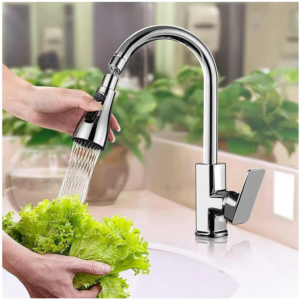 Kitchen Faucet Extender, Chrome Plated, 3-Mode Spray Head, Flexible Extension