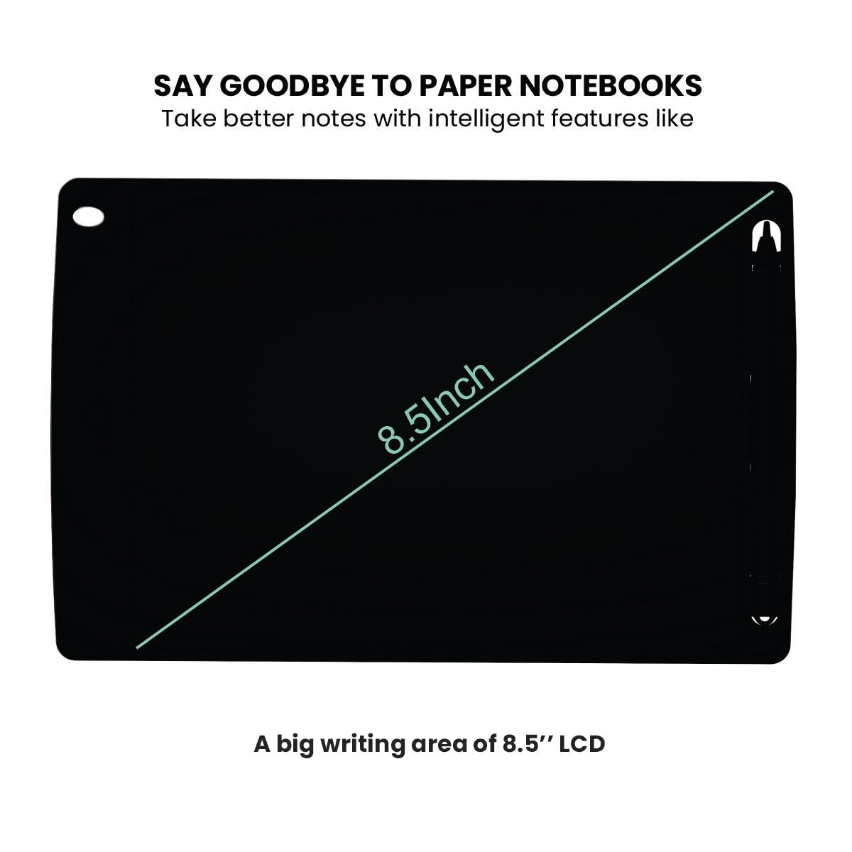 Re-Writable LCD Writing Pad with Screen 21.5cm (8.5-inch) for Drawing, Playing, Handwriting Gifts for Kids & Adults,(Black)