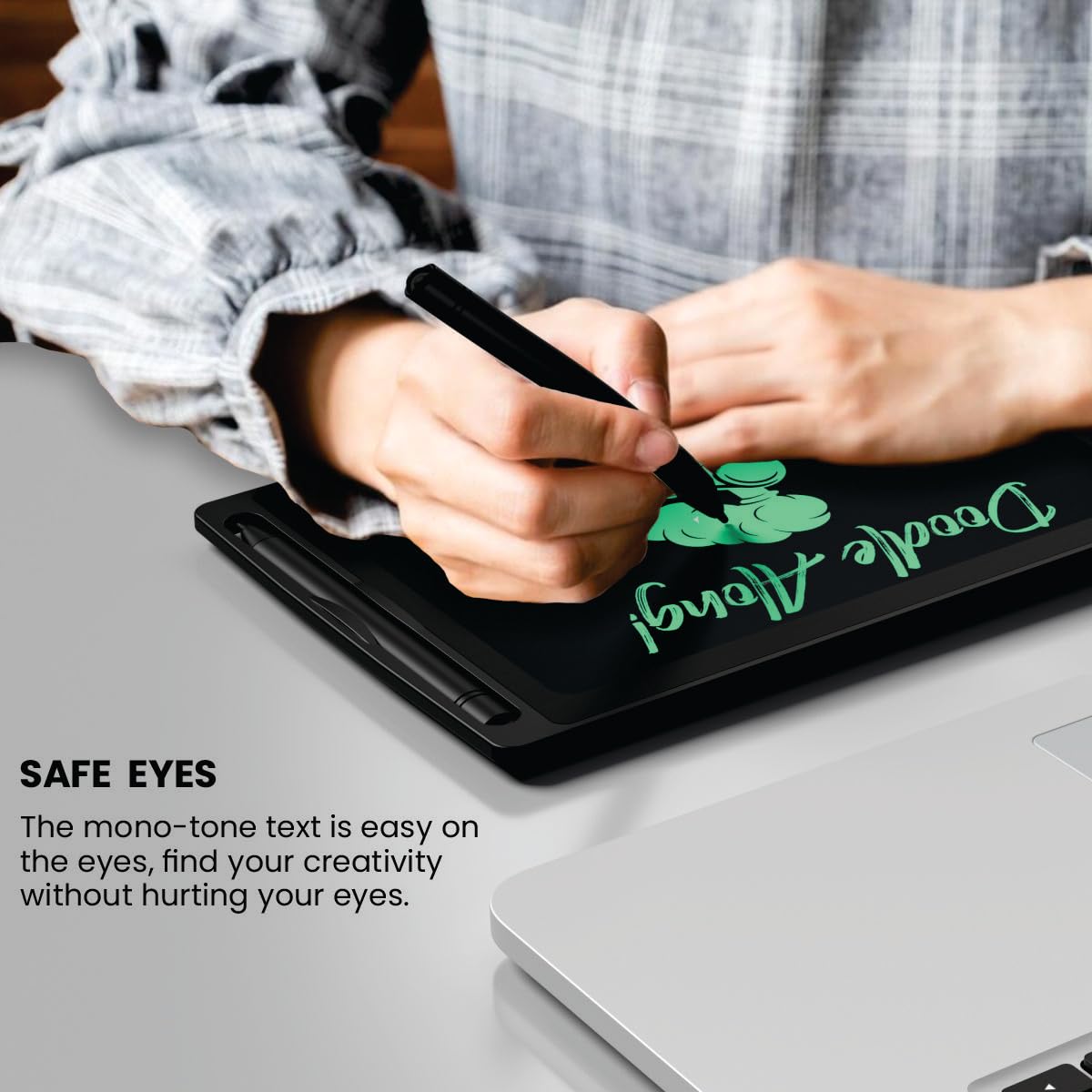 Re-Writable LCD Writing Pad with Screen 21.5cm (8.5-inch) for Drawing, Playing, Handwriting Gifts for Kids & Adults,(Black)