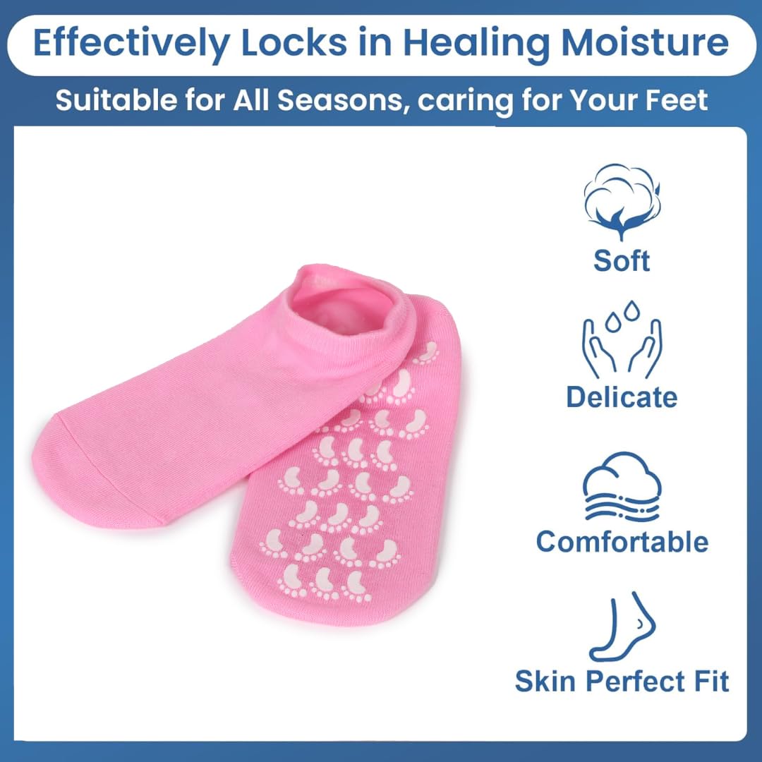 Pack of 2 (Buy 1 Get 1)Moisturizing Silicone Spa Gel Socks for Women & Men – Crack Heel Repair Socks with Natural Oil & Vitamin E for Dry Cracked Feet