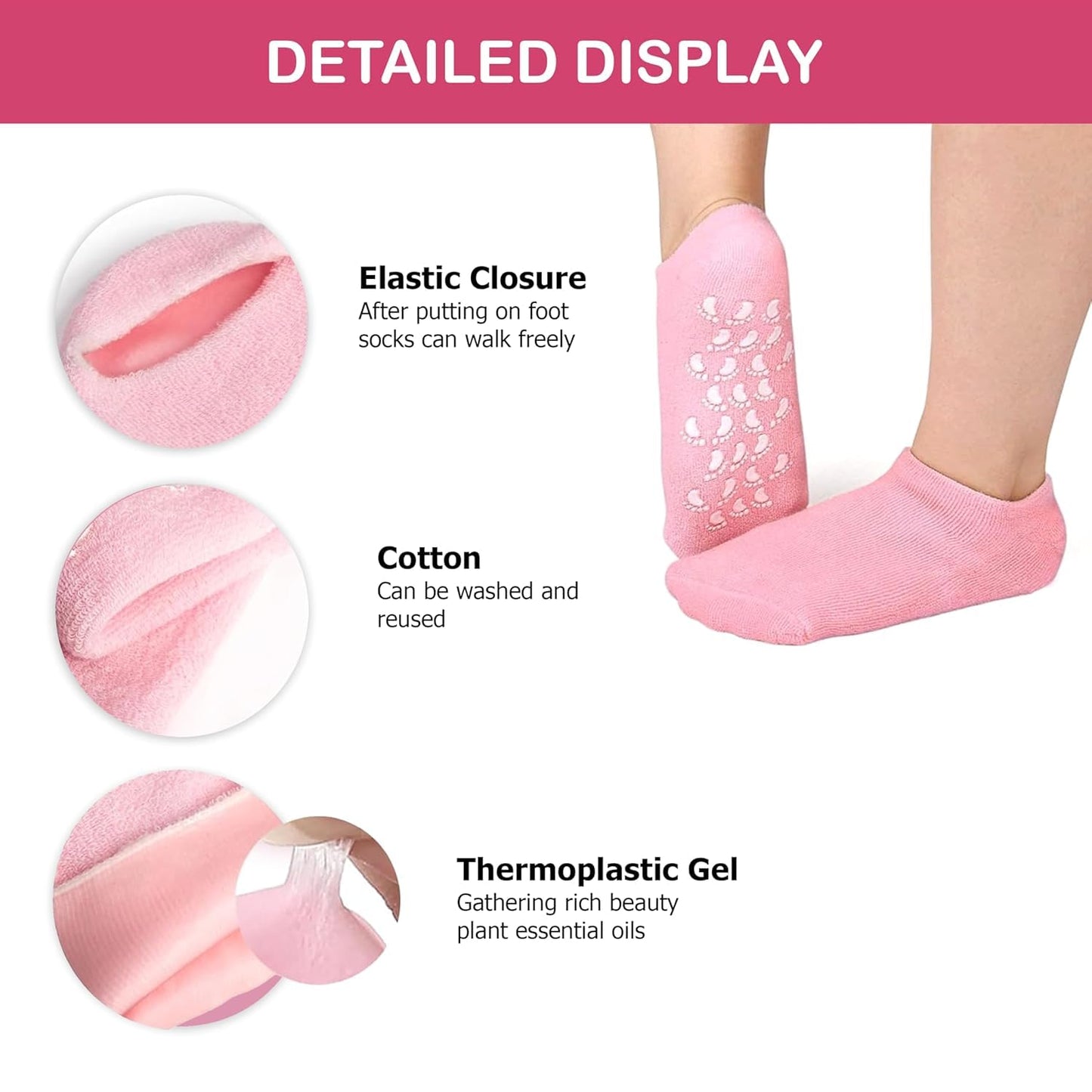 Pack of 2 (Buy 1 Get 1)Moisturizing Silicone Spa Gel Socks for Women & Men – Crack Heel Repair Socks with Natural Oil & Vitamin E for Dry Cracked Feet