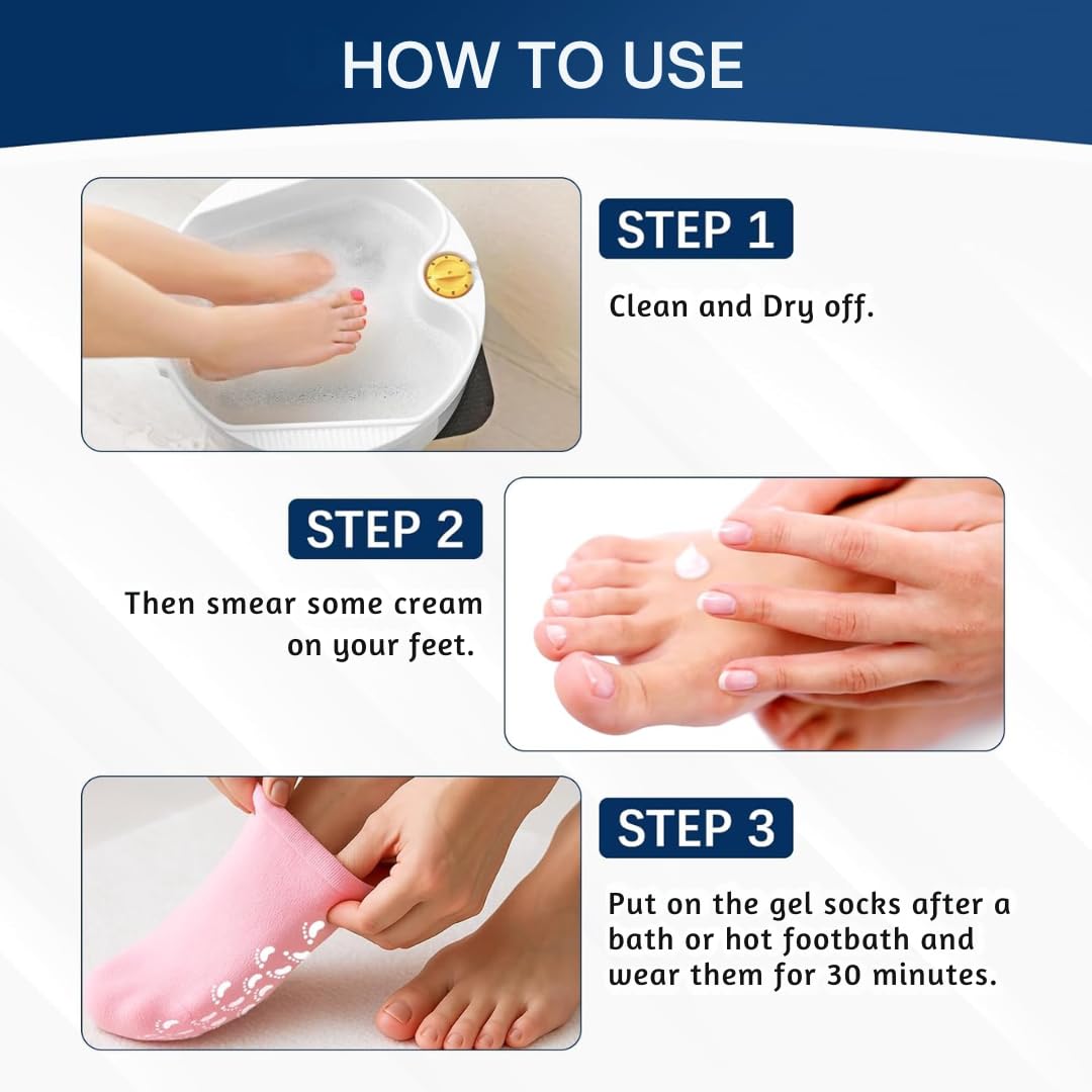 Pack of 2 (Buy 1 Get 1)Moisturizing Silicone Spa Gel Socks for Women & Men – Crack Heel Repair Socks with Natural Oil & Vitamin E for Dry Cracked Feet