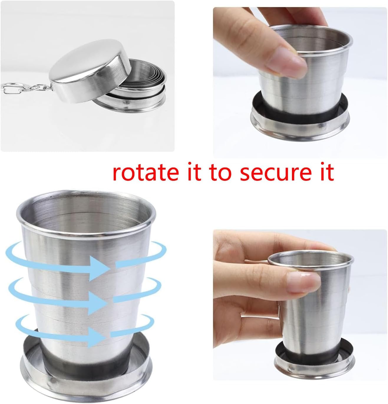 Stainless Steel foldable Travel glass