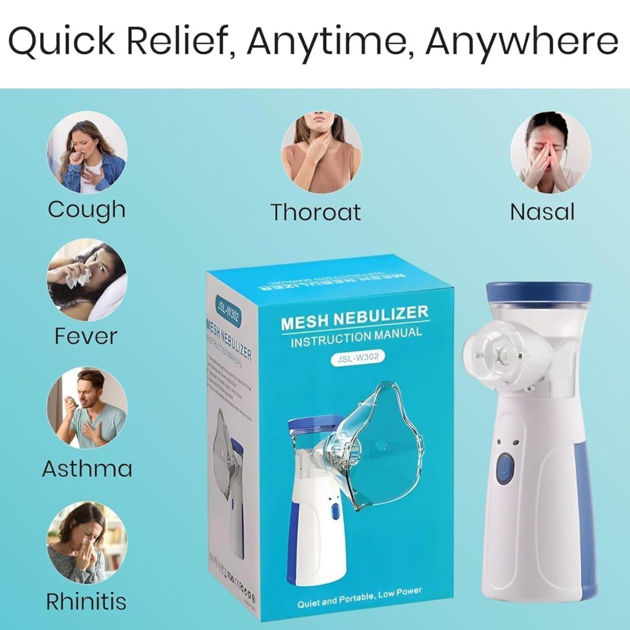 Portable Nebulizer & Humidifier for Baby & Adults | Compact, Silent, Self-Cleaning Machine with Long Battery Life | Effective for Asthma, Cough, Sinus & Allergy Relief at Home