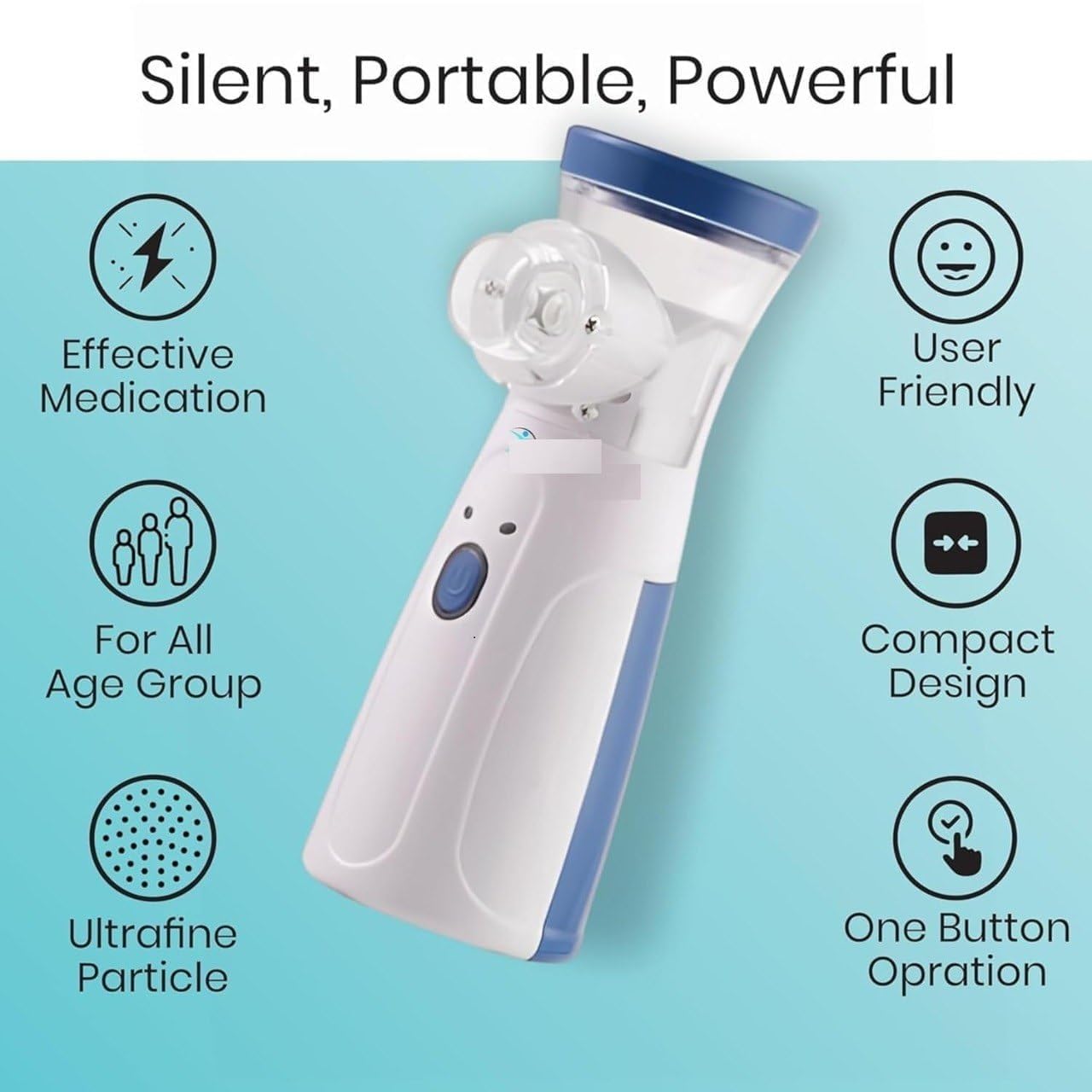Portable Nebulizer & Humidifier for Baby & Adults | Compact, Silent, Self-Cleaning Machine with Long Battery Life | Effective for Asthma, Cough, Sinus & Allergy Relief at Home