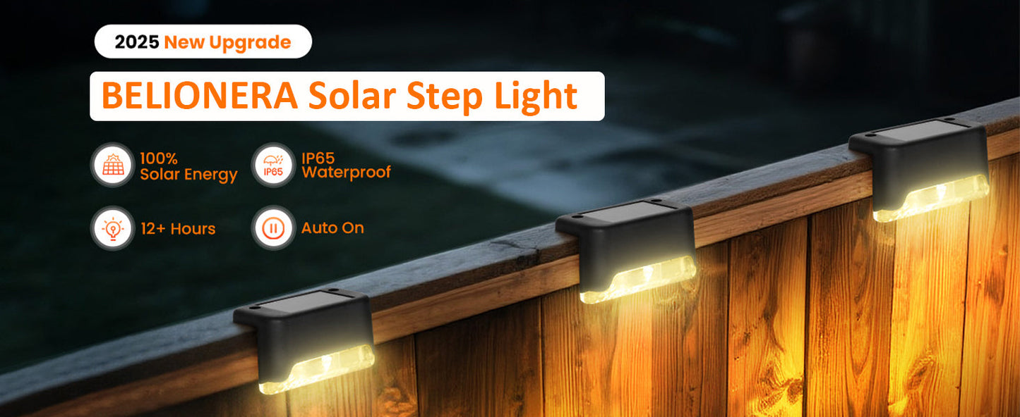 Solar-Powered Deck Light – IP65 Waterproof LED Step, Stair, Fence & Railing Light with Wide-Angle Illumination, Rechargeable Outdoor Lighting for Yard, Patio & Pathway.Pack of 4