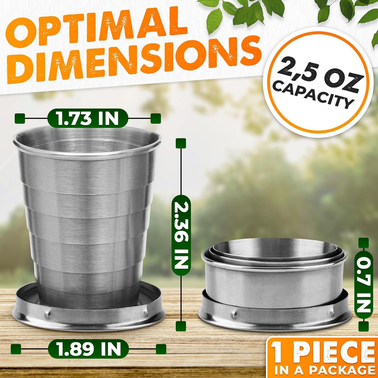 Stainless Steel foldable Travel glass
