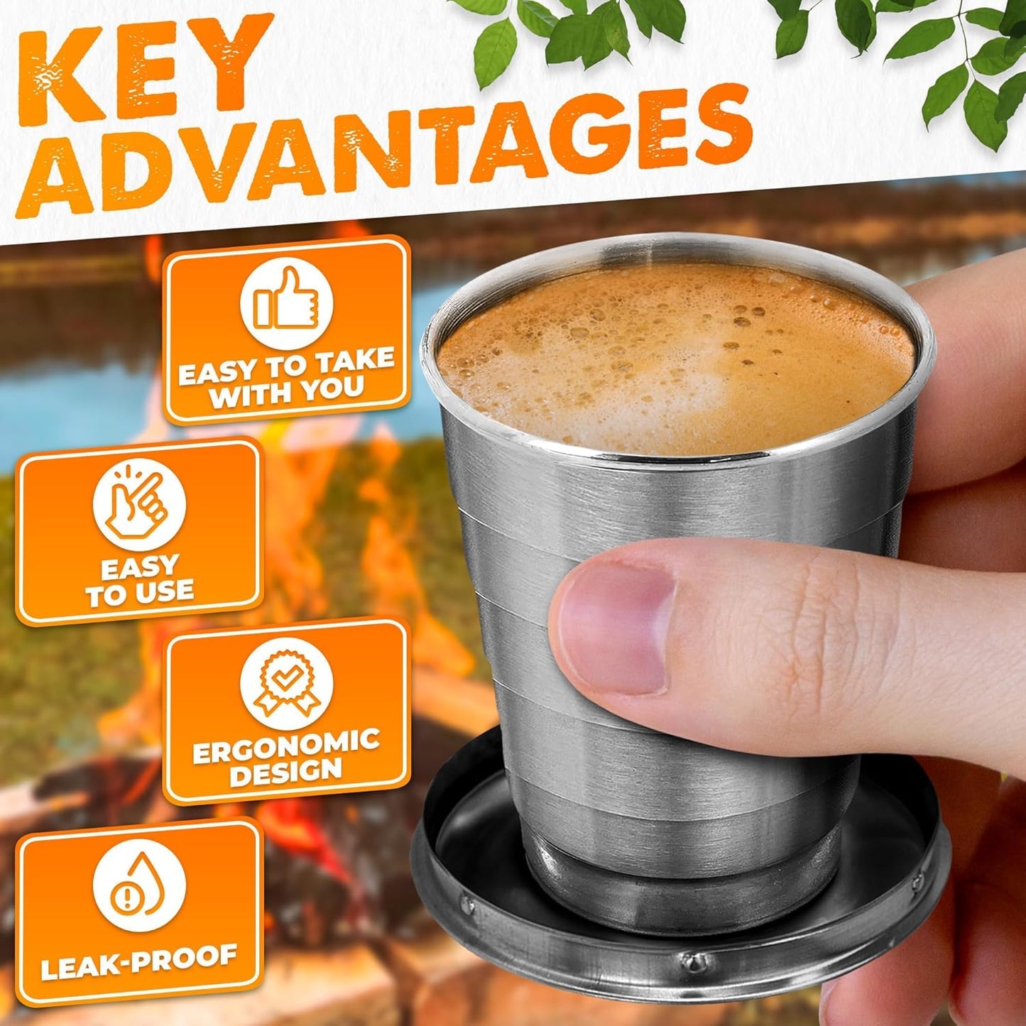Stainless Steel foldable Travel glass