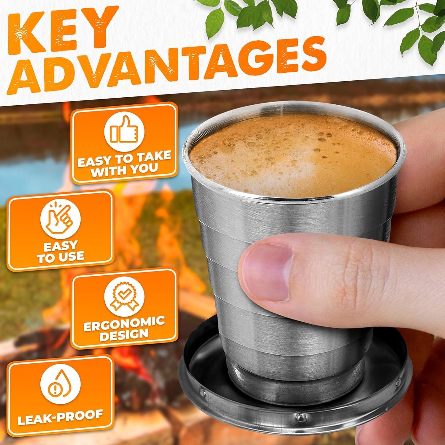 Stainless Steel foldable Travel glass