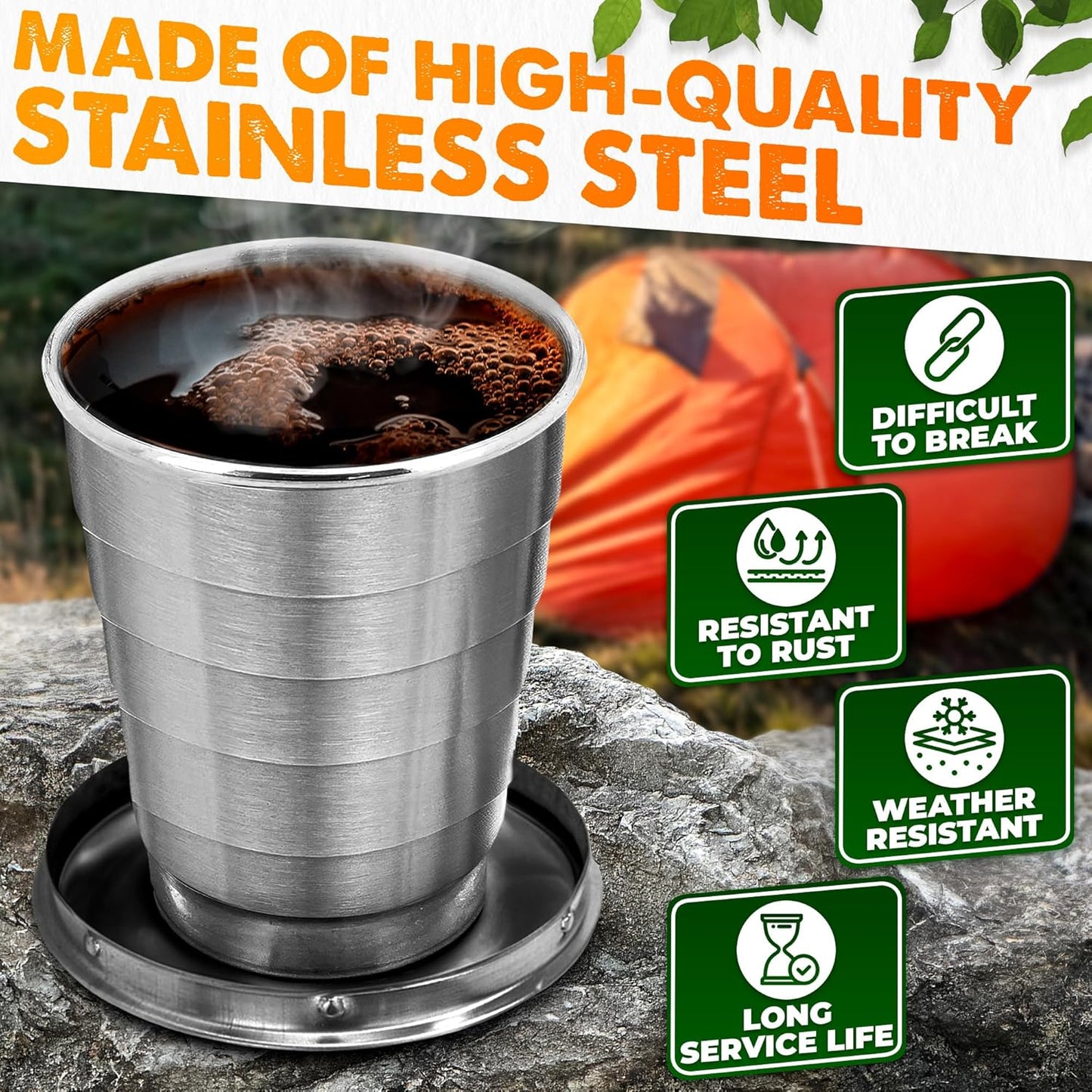 Stainless Steel foldable Travel glass