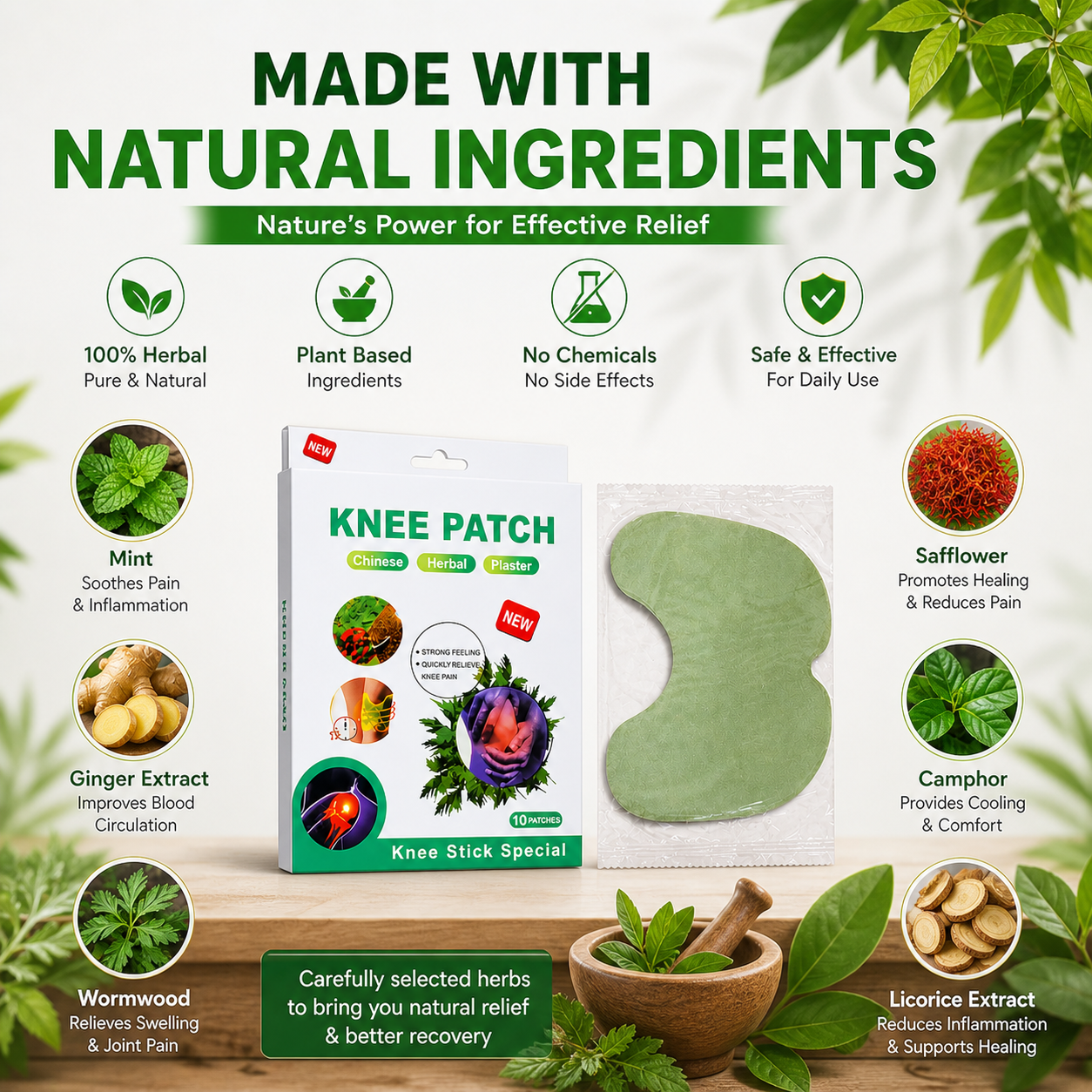 Herbal Knee Pain Relief Patches | Instant Relief from Knee Pain & Joint Pain
