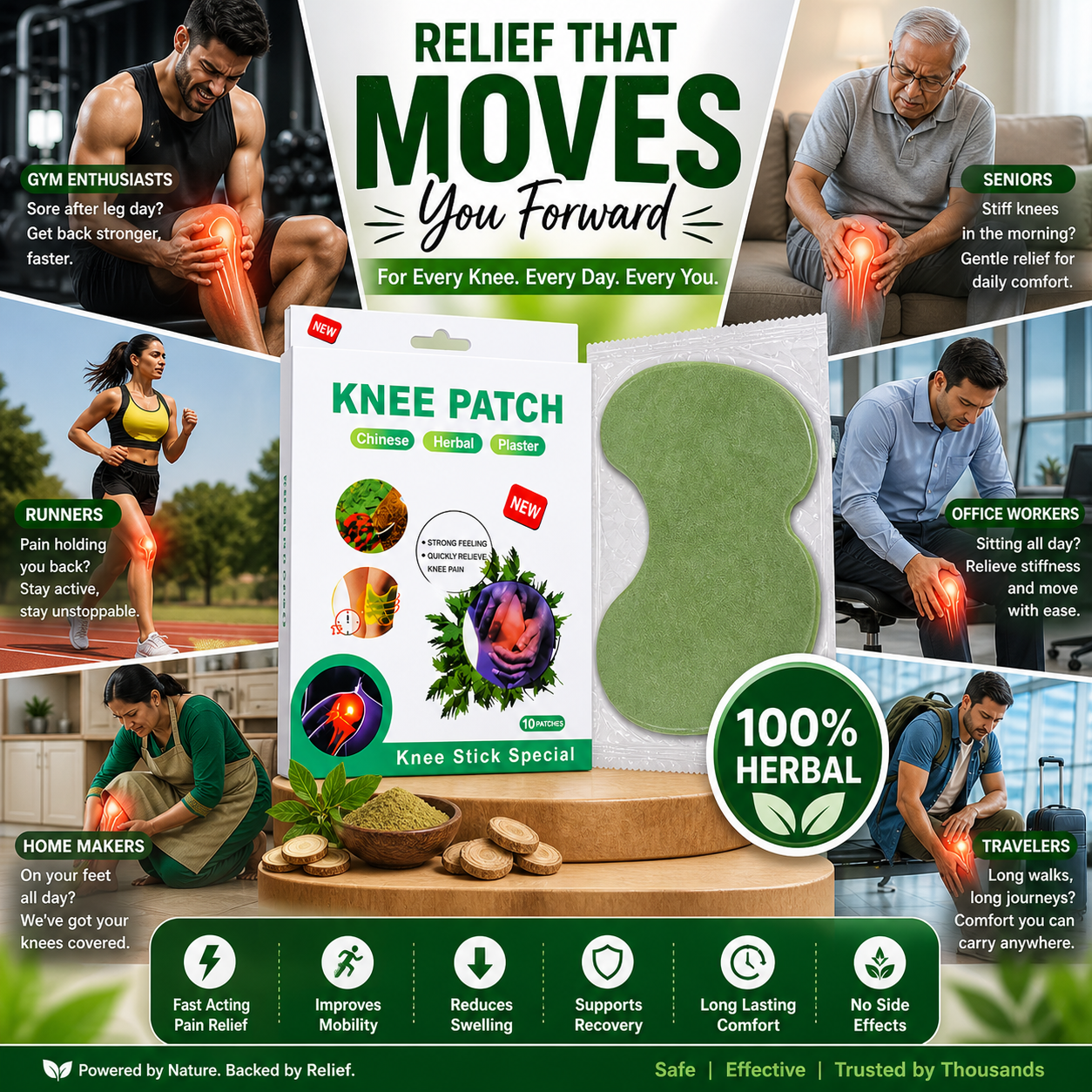 Herbal Knee Pain Relief Patches | Instant Relief from Knee Pain & Joint Pain