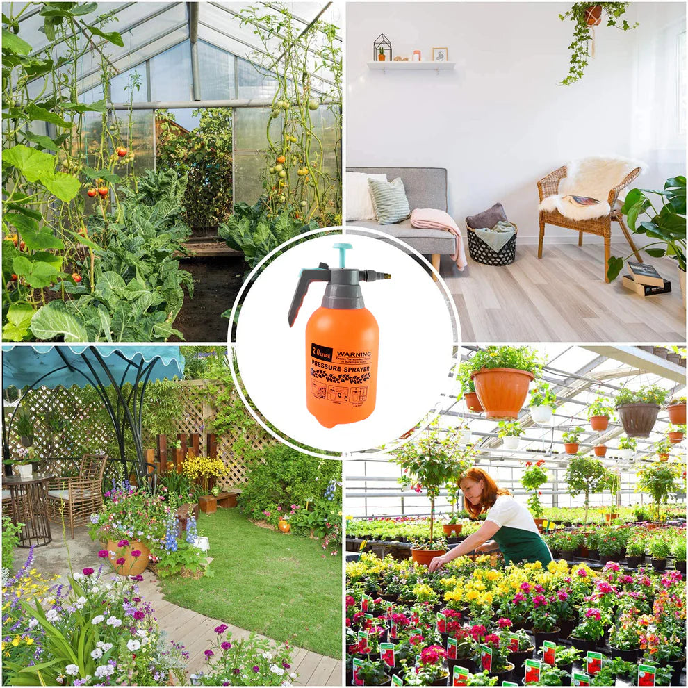 2-Liter Pump Pressure Sprayer – Handheld Garden Sprayer with Adjustable Brass Nozzle for Plants, Lawn, Cleaning, and Fertilizing – 2L / 4.5 Pints