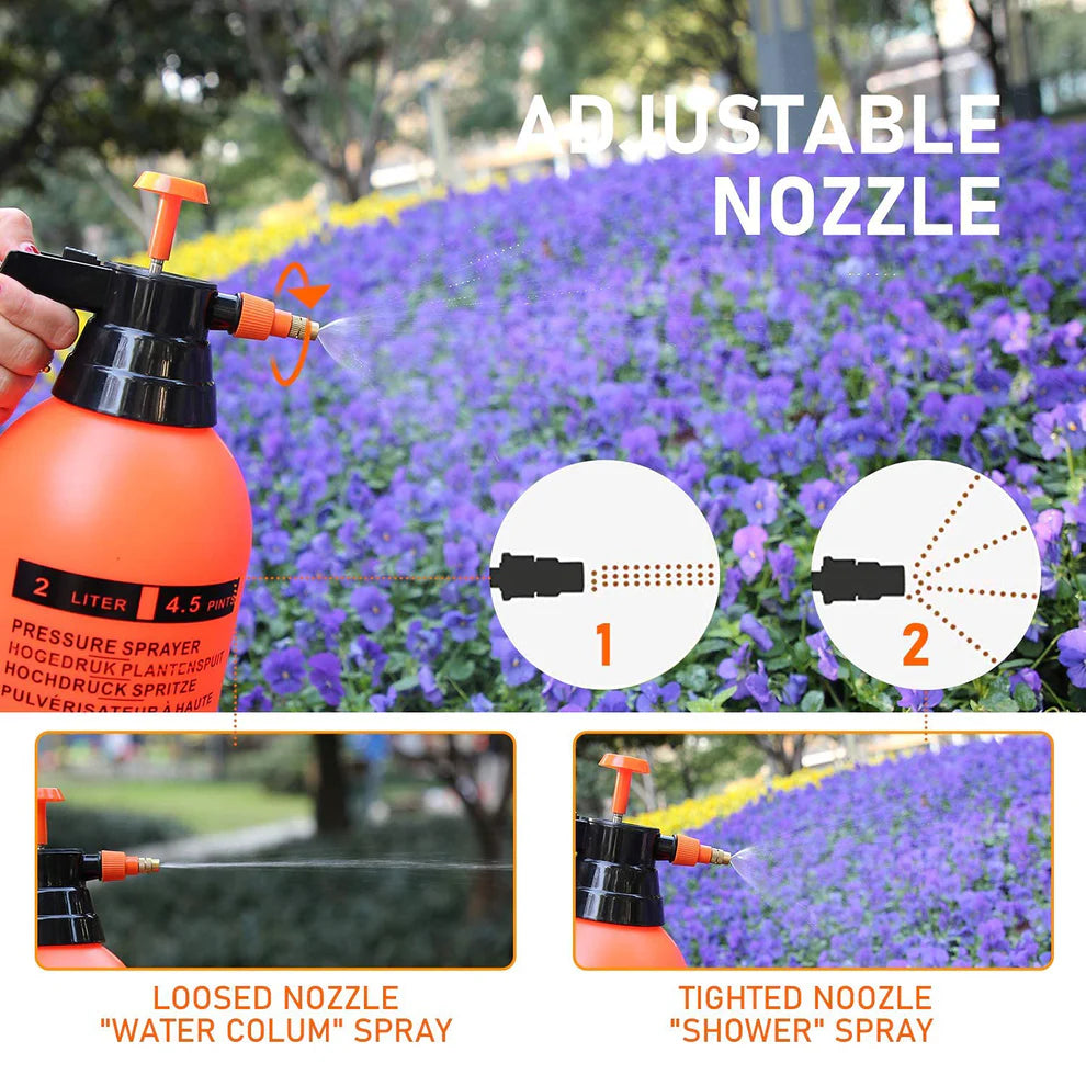 2-Liter Pump Pressure Sprayer – Handheld Garden Sprayer with Adjustable Brass Nozzle for Plants, Lawn, Cleaning, and Fertilizing – 2L / 4.5 Pints