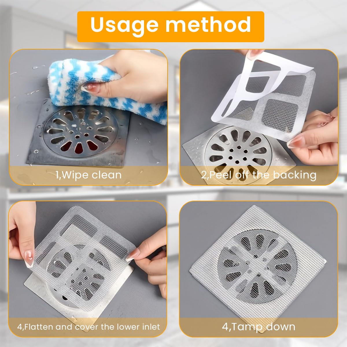 Pack of 20 Disposable Shower Drain Cover Hair Catcher Shower Drain Mesh Stickers, Bathroom, Bathtub Drain Kitchen Floor Sink Strainer Filter
