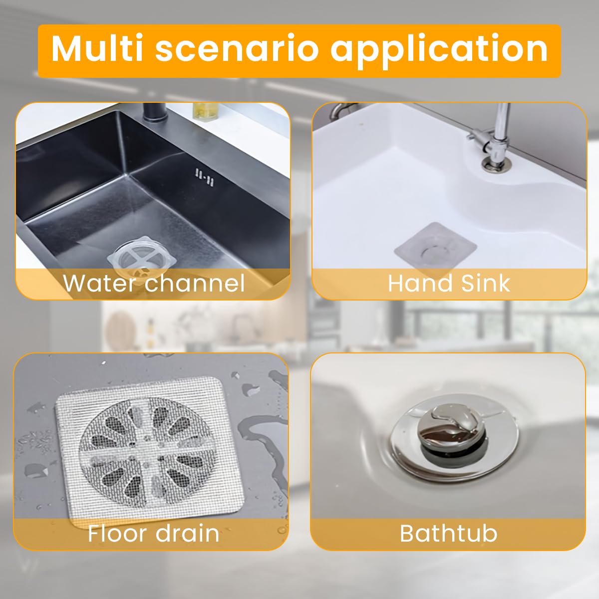Pack of 20 Disposable Shower Drain Cover Hair Catcher Shower Drain Mesh Stickers, Bathroom, Bathtub Drain Kitchen Floor Sink Strainer Filter