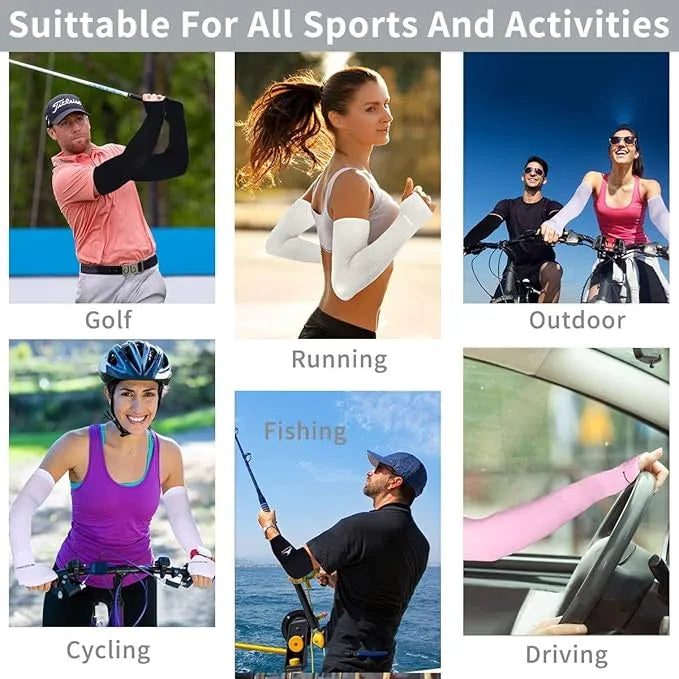 UV Sun Protection Arm Sleeves for Men & Women, UPF 50 Arm Cover for Biking,Cricket,Cycling, Golf, Outdoor Sports(Pack of 2)