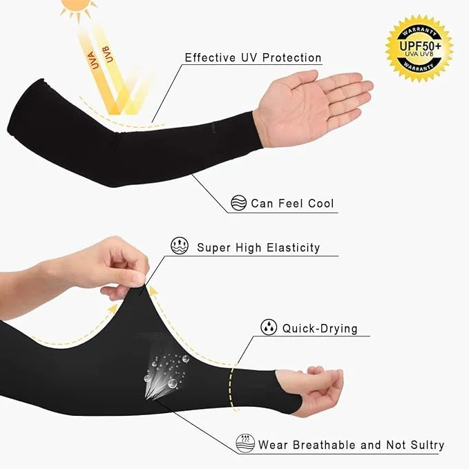 UV Sun Protection Arm Sleeves for Men & Women, UPF 50 Arm Cover for Biking,Cricket,Cycling, Golf, Outdoor Sports(Pack of 2)